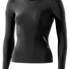 SKINS A400 Womens Black/Silver Top Long Sleeve