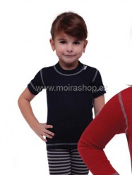 MOIRA MONO dětské triko s krátkým rukávem 90-120 modrá šedý šev
