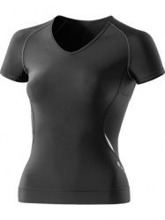 SKINS A400 Womens Black/Silver Top Short Sleeve
